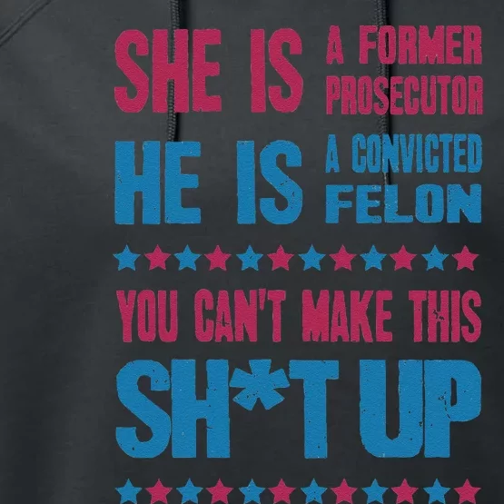 Former Prosecutor Vs Felon Pro Kamalaharris 2024 President Gift Performance Fleece Hoodie