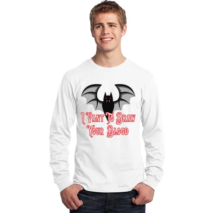 Funny Phlebotomist Vampire Bat Phlebotomy Saying Tall Long Sleeve T-Shirt