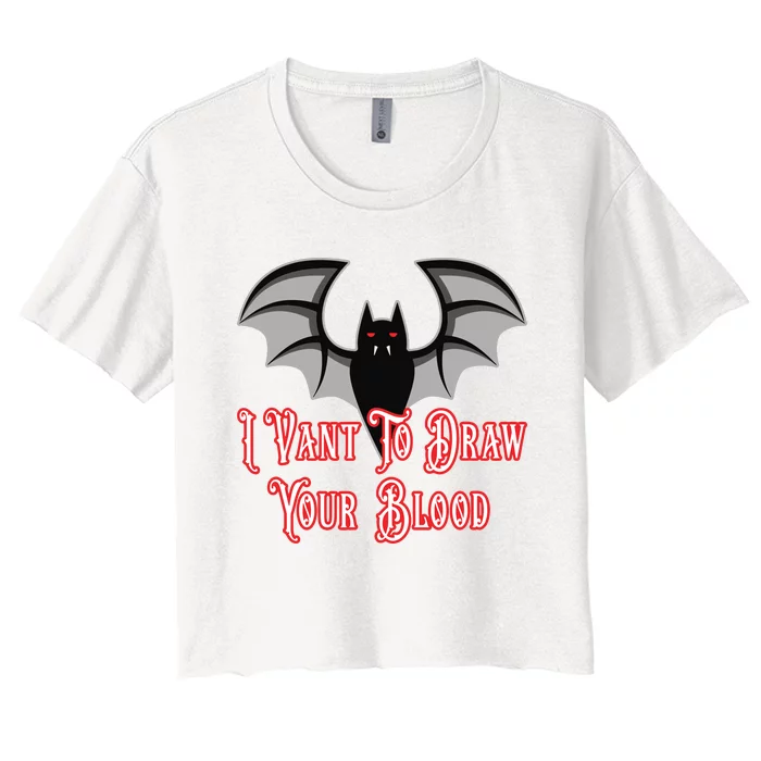 Funny Phlebotomist Vampire Bat Phlebotomy Saying Women's Crop Top Tee