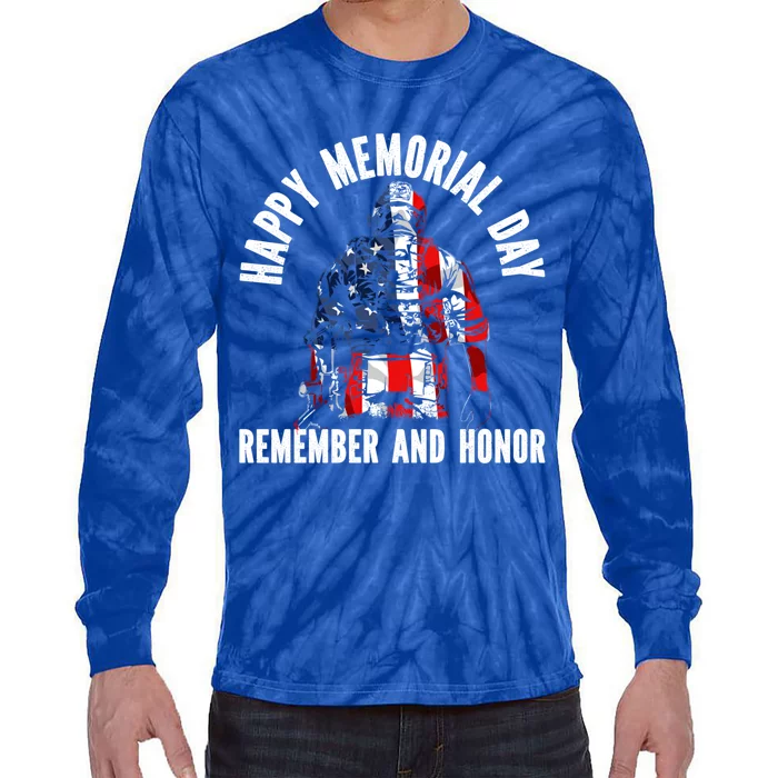 Freedom Patriotic Veteran Usa Flag American Memorial Day Gift Tie-Dye Long Sleeve Shirt