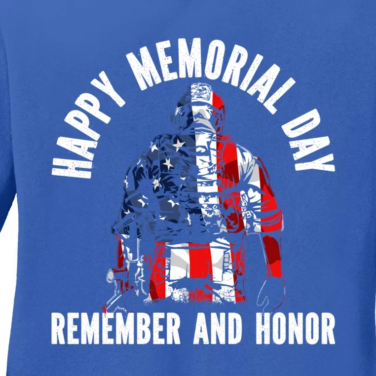 Freedom Patriotic Veteran Usa Flag American Memorial Day Gift Ladies Long Sleeve Shirt