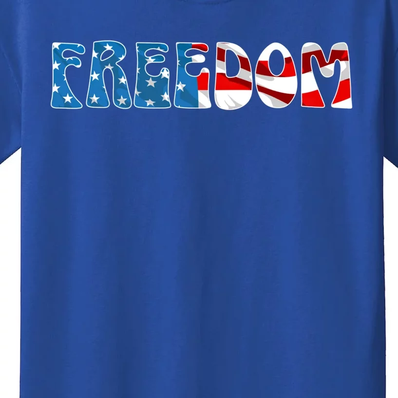 Freedom Patriotic Veteran Usa Flag American Memorial Day Gift Kids T-Shirt