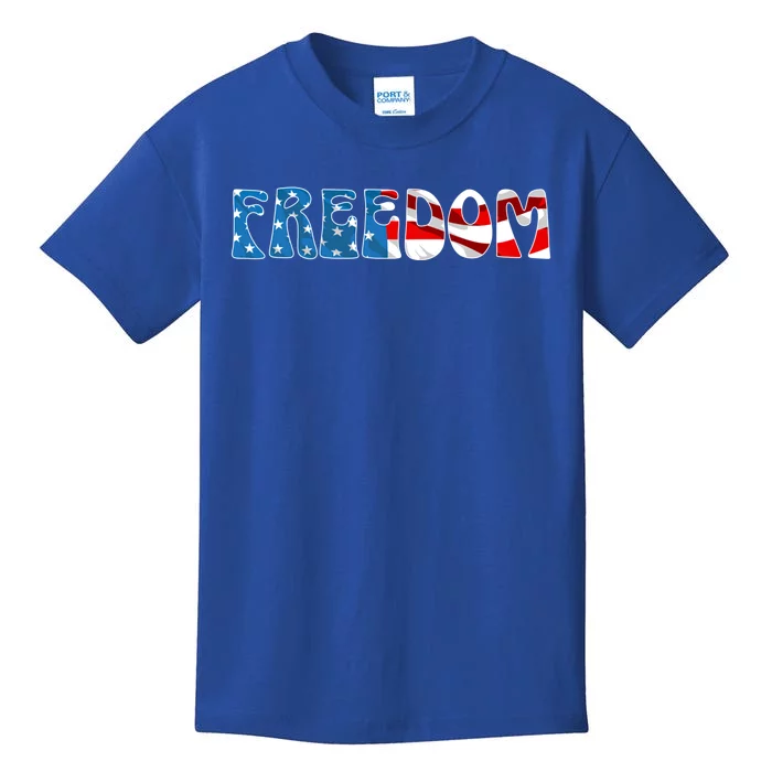 Freedom Patriotic Veteran Usa Flag American Memorial Day Gift Kids T-Shirt