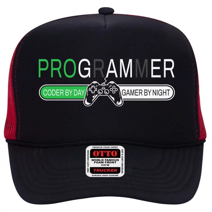 Funny Programmer Video Game Lover Gamer Dad High Crown Mesh Trucker Hat