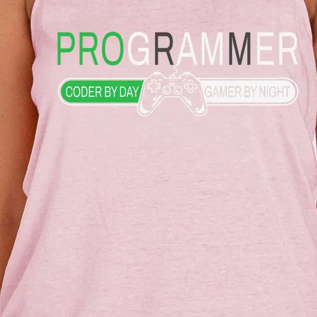 Funny Programmer Video Game Lover Gamer Dad Women's Knotted Racerback Tank