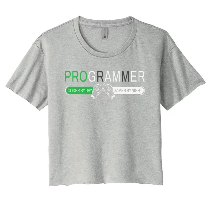 Funny Programmer Video Game Lover Gamer Dad Women's Crop Top Tee