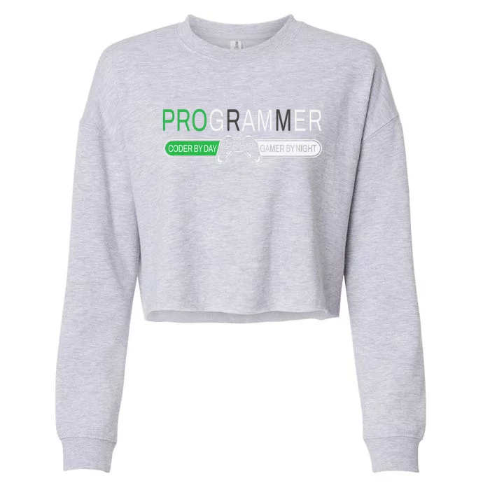 Funny Programmer Video Game Lover Gamer Dad Cropped Pullover Crew