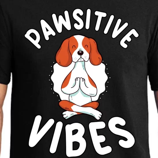 Funny Pawsitive Vibes Pun Cute Yoga Dog Beagle Lovers Cute Gift Pajama Set