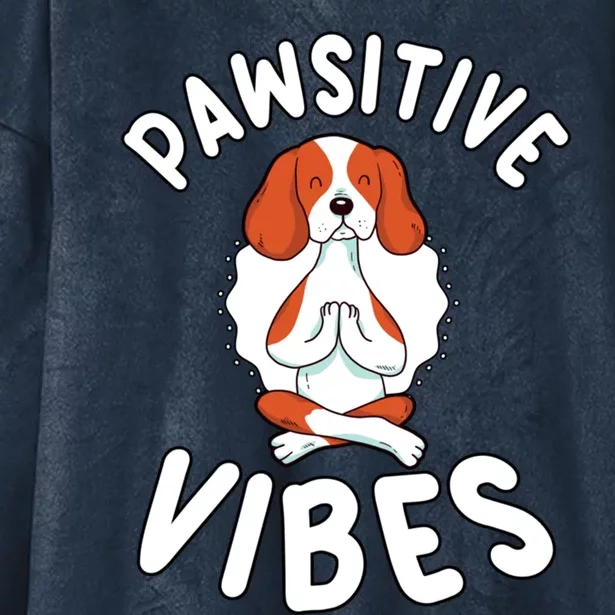 Funny Pawsitive Vibes Pun Cute Yoga Dog Beagle Lovers Cute Gift Hooded Wearable Blanket