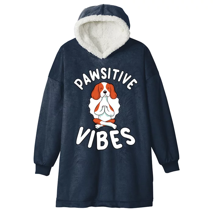 Funny Pawsitive Vibes Pun Cute Yoga Dog Beagle Lovers Cute Gift Hooded Wearable Blanket