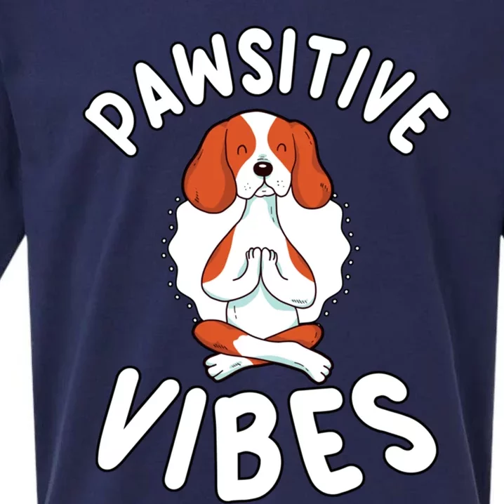 Funny Pawsitive Vibes Pun Cute Yoga Dog Beagle Lovers Cute Gift Sueded Cloud Jersey T-Shirt