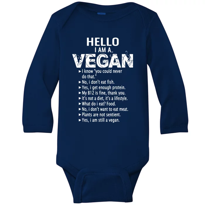 Funny Pro Vegan Activism Gym Athlete Gift Christmas Baby Long Sleeve Bodysuit