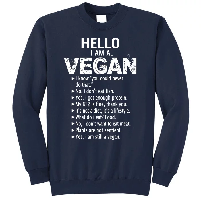 Funny Pro Vegan Activism Gym Athlete Gift Christmas Tall Sweatshirt