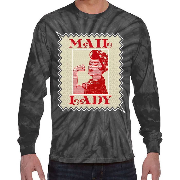 Female Postal Worker Mail Lady Stamp World Post Day Tie-Dye Long Sleeve Shirt