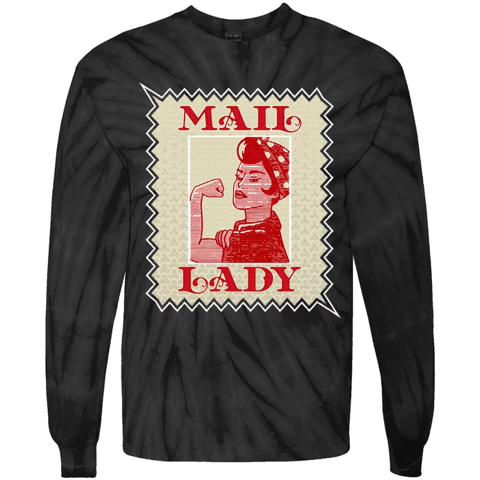 Female Postal Worker Mail Lady Stamp World Post Day Tie-Dye Long Sleeve Shirt