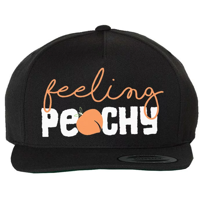 Feeling Peachy Water Color Peach Lover Spring Cool Saying Wool Snapback Cap