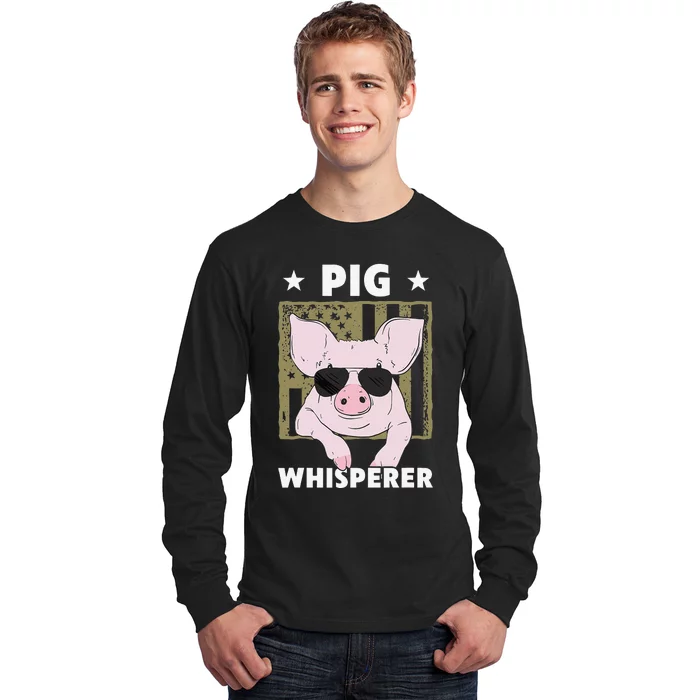 funny Pig Whisperer Pig Design For Hog Farmer Long Sleeve Shirt