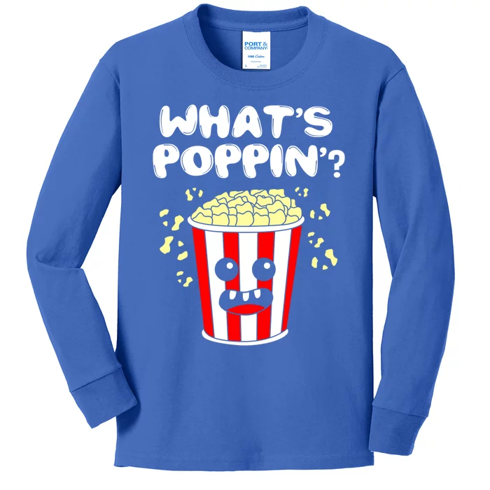 Funny Popcorn Whats Poppin Great Gift Kids Long Sleeve Shirt