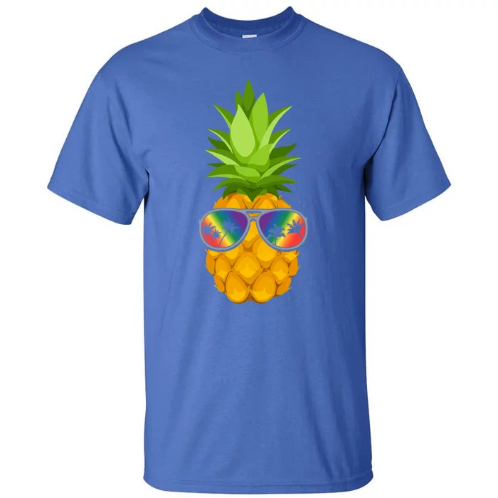 Flower Pineapple With Sunglasses Lgbt Pride Hawaiian Funny Gift Tall T-Shirt