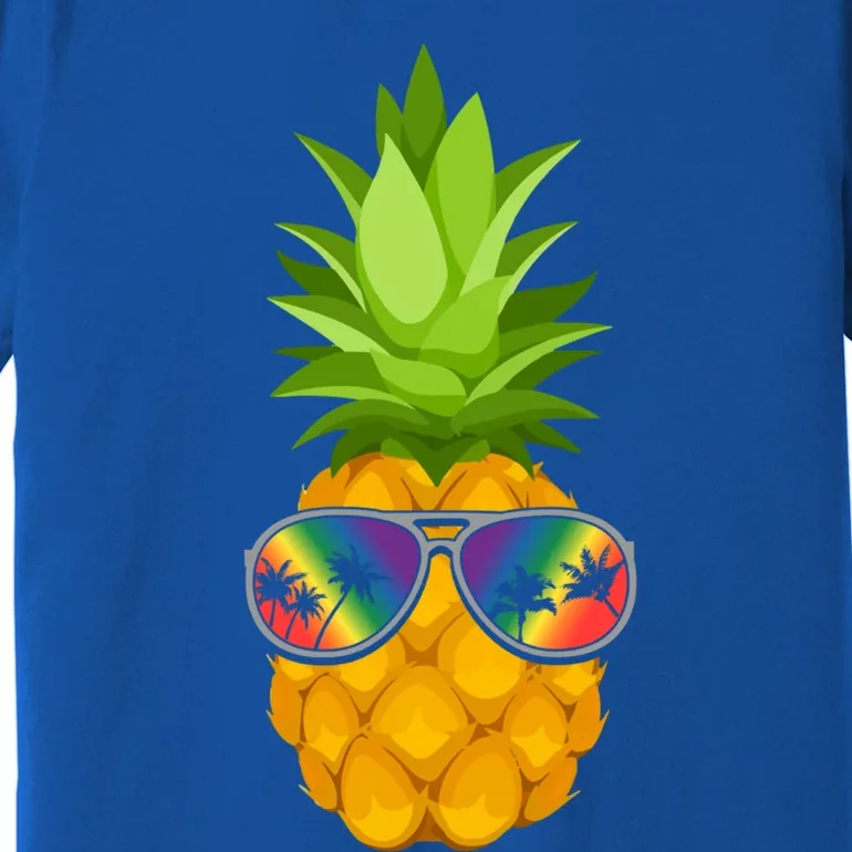 Flower Pineapple With Sunglasses Lgbt Pride Hawaiian Funny Gift Premium T-Shirt