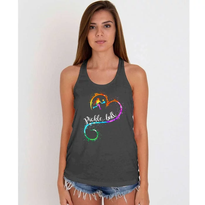 Funny Pickleball Watercolors I Love Pickleball Girl Player Gift Women's Knotted Racerback Tank