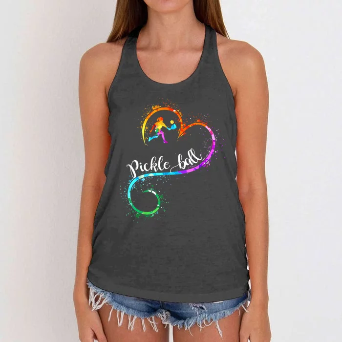 Funny Pickleball Watercolors I Love Pickleball Girl Player Gift Women's Knotted Racerback Tank