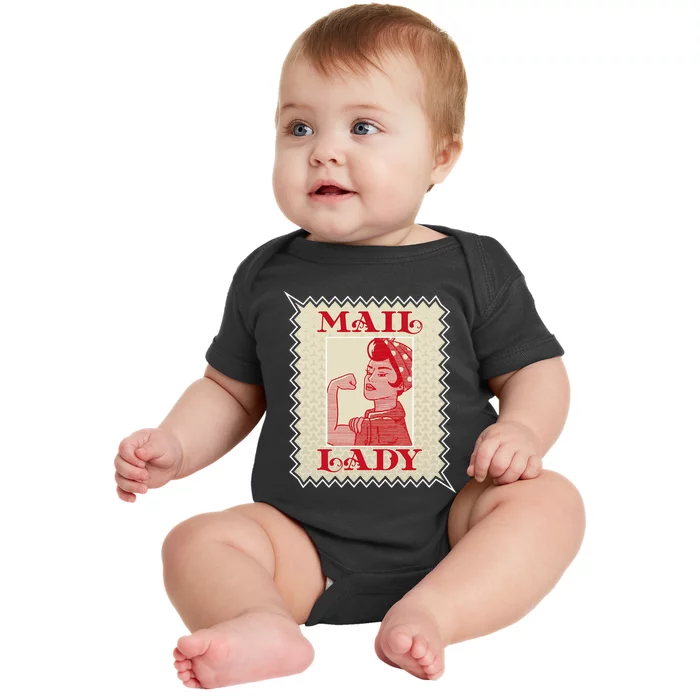 Female Postal Worker Mail Lady Stamp World Post Day Baby Bodysuit