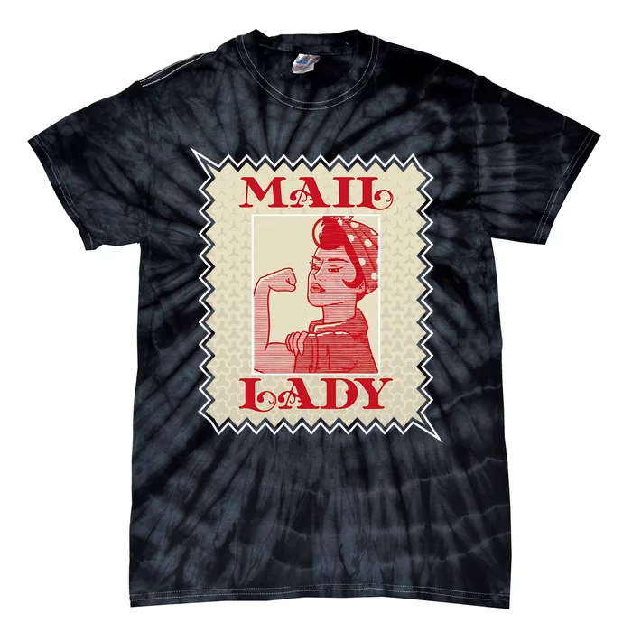 Female Postal Worker Mail Lady Stamp World Post Day Tie-Dye T-Shirt