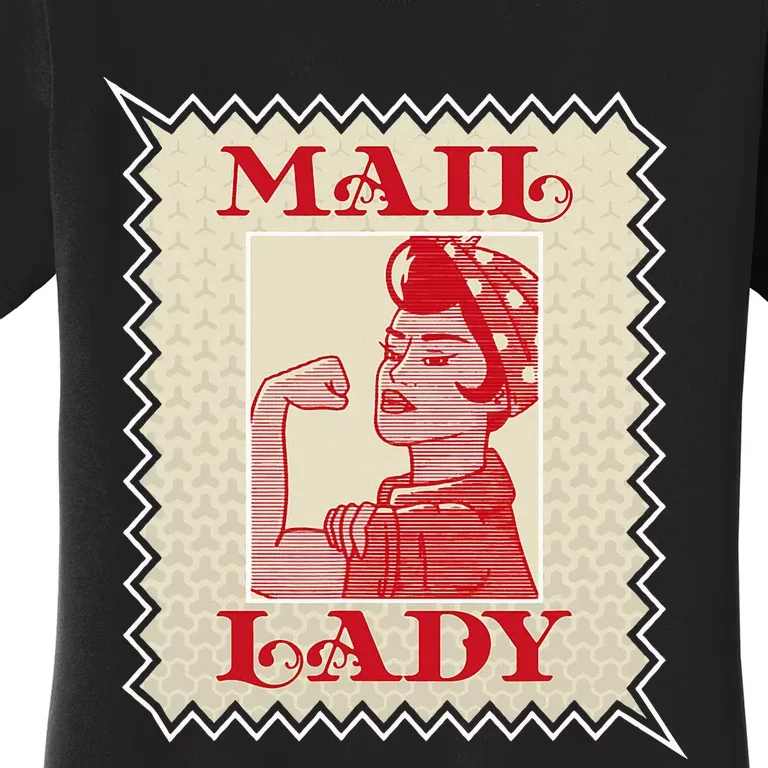 Female Postal Worker Mail Lady Stamp World Post Day Women's T-Shirt