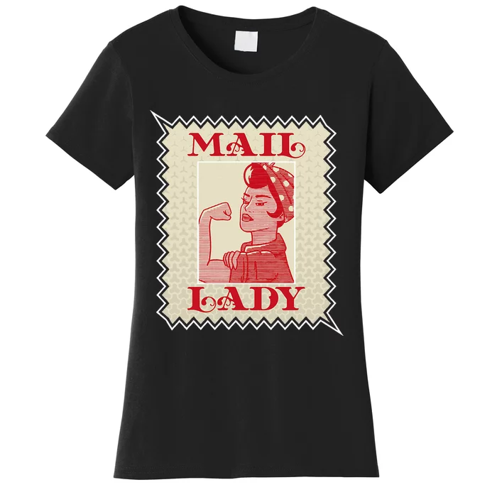 Female Postal Worker Mail Lady Stamp World Post Day Women's T-Shirt