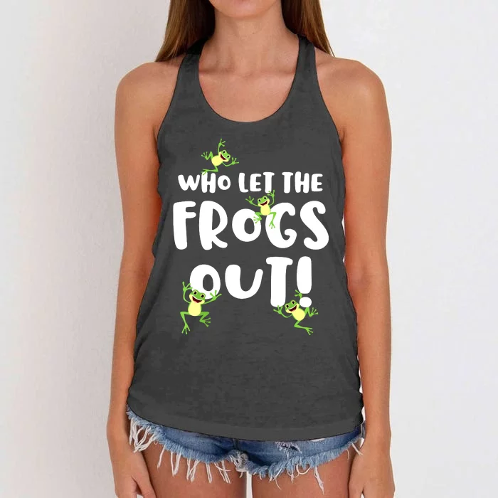 Funny Passover Who Let The Frogs Out Jewish Seder Fami Women's Knotted Racerback Tank