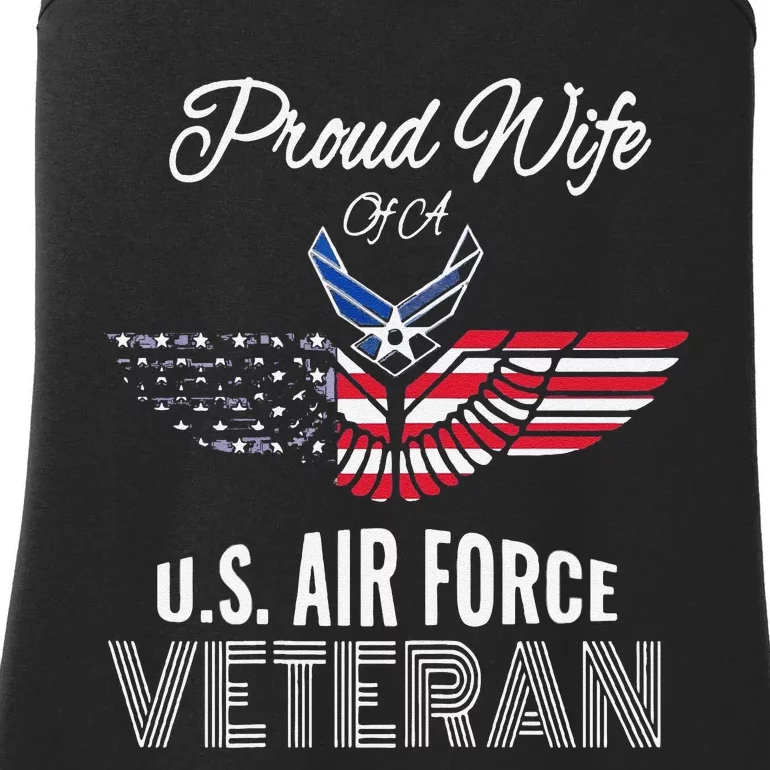 Funny Proud Wife Of Usair Force Veteran Patriotic Military Spouse Ladies Essential Tank