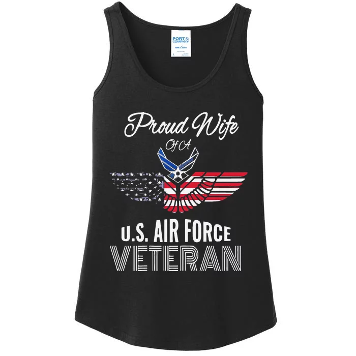 Funny Proud Wife Of Usair Force Veteran Patriotic Military Spouse Ladies Essential Tank