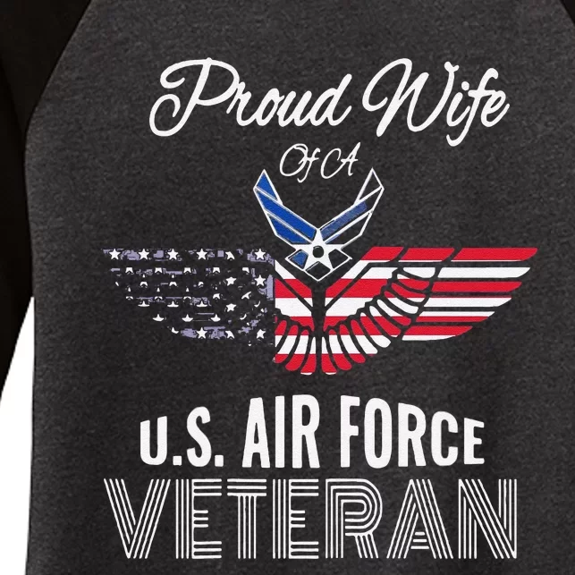 Funny Proud Wife Of Usair Force Veteran Patriotic Military Spouse Women's Tri-Blend 3/4-Sleeve Raglan Shirt