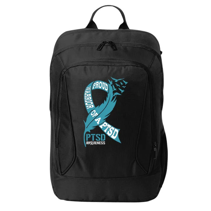 Funny Proud Warrior Of A Ptsd Teal Ribbon Ptsd Awareness Gift City Backpack