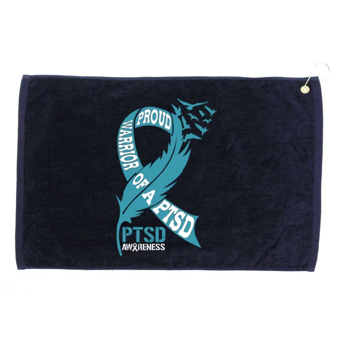 Funny Proud Warrior Of A Ptsd Teal Ribbon Ptsd Awareness Gift Grommeted Golf Towel