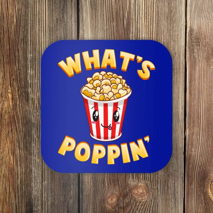 Funny Popcorn What's Poppin' Funny Fan Cute Gift Coaster