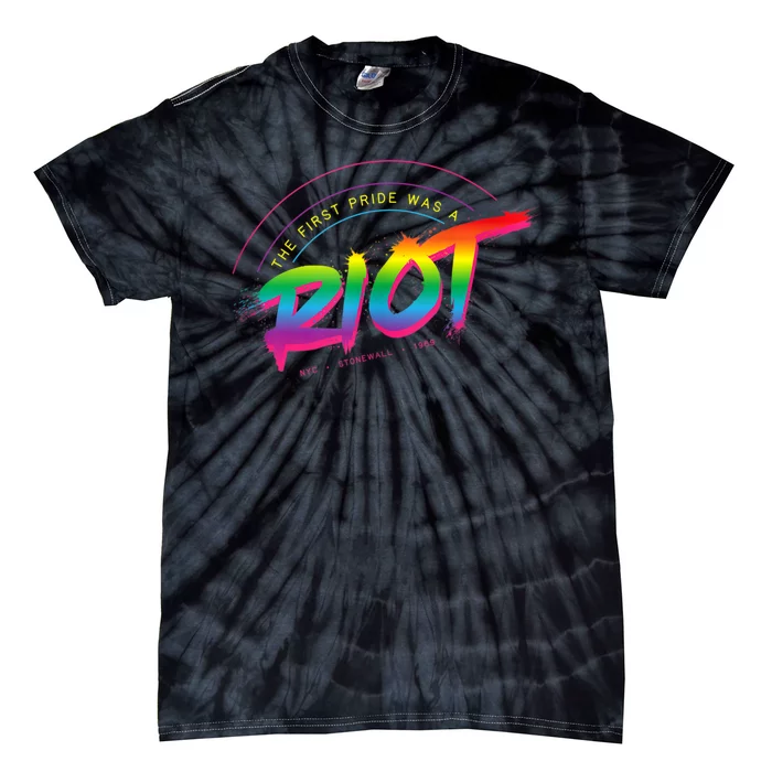 First Pride Was A Riot Stonewall LGBTQ Rainbow Flag 1969 Tie-Dye T-Shirt