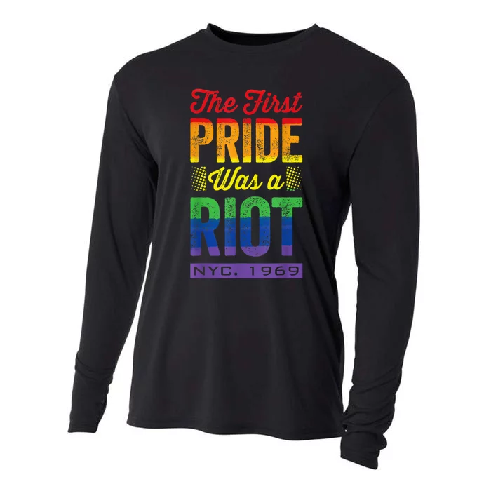 First Pride Was A Riot LGBT 50th Anniversary Stonewall 1969 Cooling Performance Long Sleeve Crew