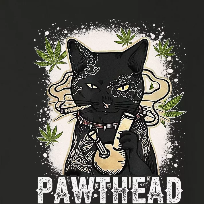 Funny Pawthead Weed Cat Smoking High Cannabis Cat 420 Stoner Toddler Long Sleeve Shirt