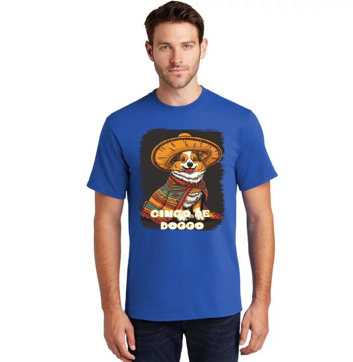 Funny Pembroke Welsh Dog Cinco De Mayo Doggo Sombrero Funny Gift Tall T-Shirt