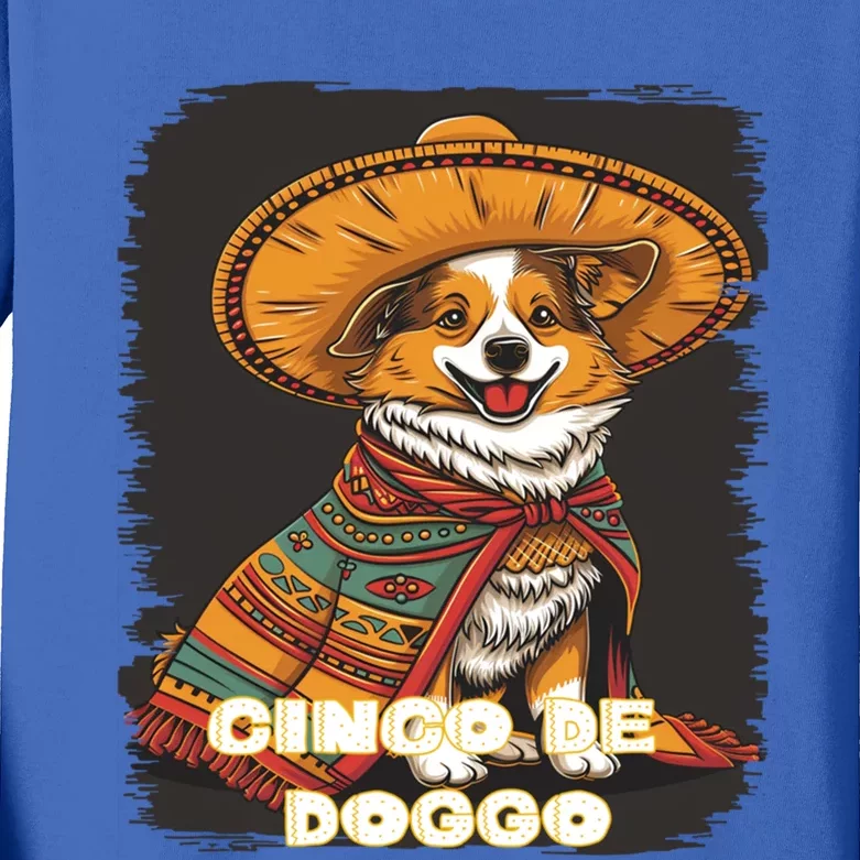 Funny Pembroke Welsh Dog Cinco De Mayo Doggo Sombrero Funny Gift Kids Long Sleeve Shirt