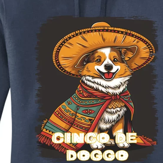 Funny Pembroke Welsh Dog Cinco De Mayo Doggo Sombrero Funny Gift Women's Pullover Hoodie