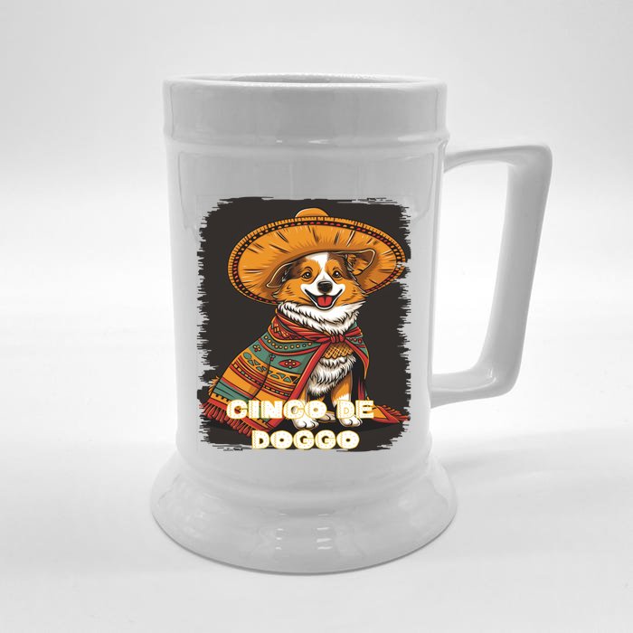 Funny Pembroke Welsh Dog Cinco De Mayo Doggo Sombrero Funny Gift Front & Back Beer Stein