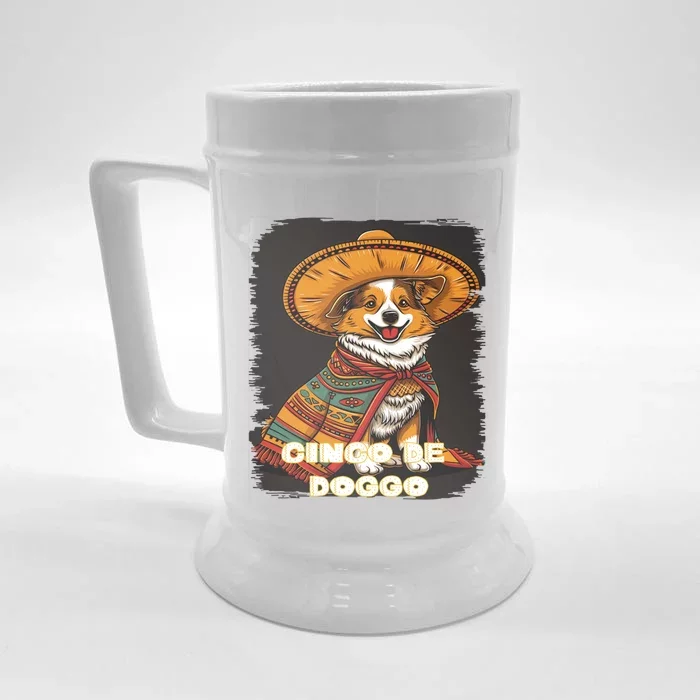 Funny Pembroke Welsh Dog Cinco De Mayo Doggo Sombrero Funny Gift Front & Back Beer Stein