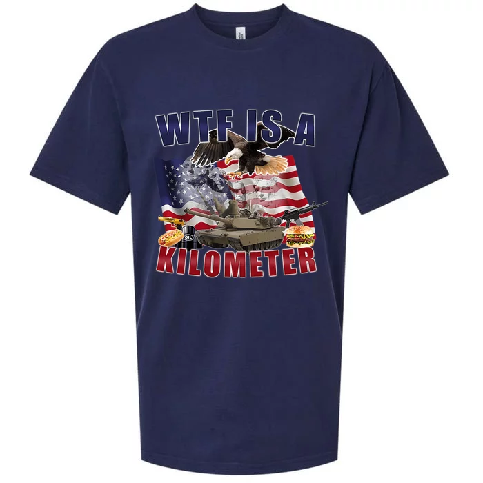 Funny Political Wtf Is A Kilometer Usa American 4th Of July Sueded Cloud Jersey T-Shirt