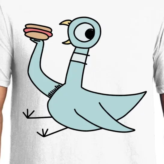 Funny Pigeon With A Hotdog Fan Art Pajama Set