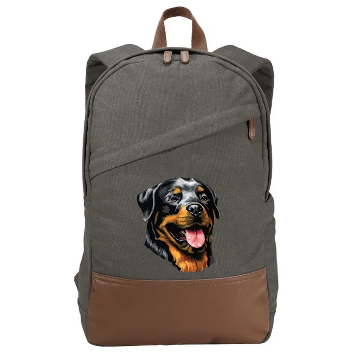 Face Portrait Watercolor Painting Rott Cool Dog Rottweiler Cotton Canvas Backpack