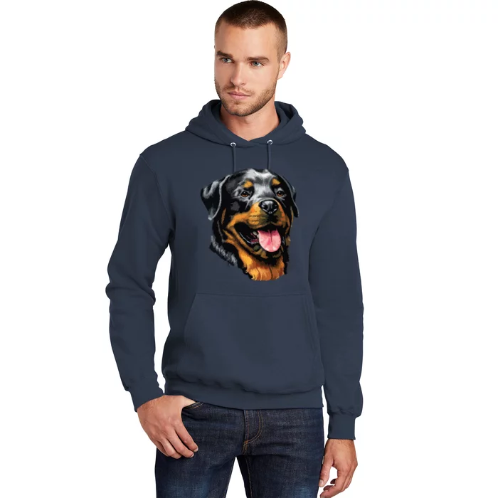 Face Portrait Watercolor Painting Rott Cool Dog Rottweiler Hoodie