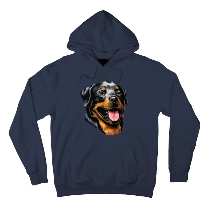 Face Portrait Watercolor Painting Rott Cool Dog Rottweiler Hoodie